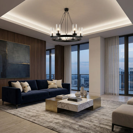 Modern European furniture -  Cylindrical Glass 8-Light Chandelier S - www.oroa.com