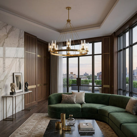 Modern European furniture -  Cylindrical Glass 8-Light Chandelier L  - www.oroa.com