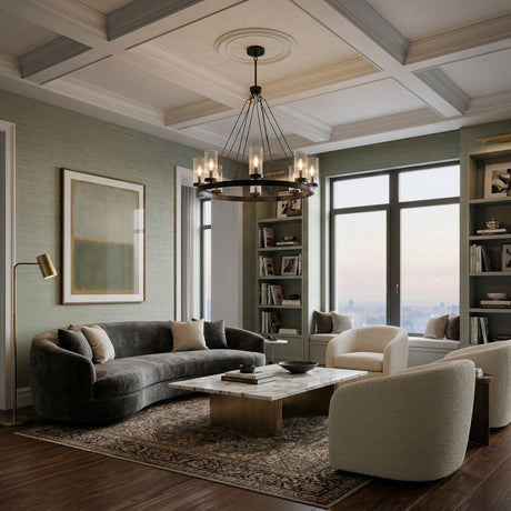 Modern European furniture -  Cylindrical Glass 8-Light Chandelier L  - www.oroa.com