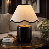 Modern European furniture - Scalloped Linen Ceramic Table Lamp - www.oroa.com