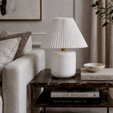 Modern European furniture - Ceramic Pleated Linen Table Lamp - www.oroa.com