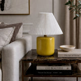 Modern European furniture - Ceramic Pleated Linen Table Lamp - www.oroa.com
