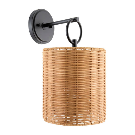 Modern European furniture - Drum Rattan Shade Wall Lamp - www.oroa.com