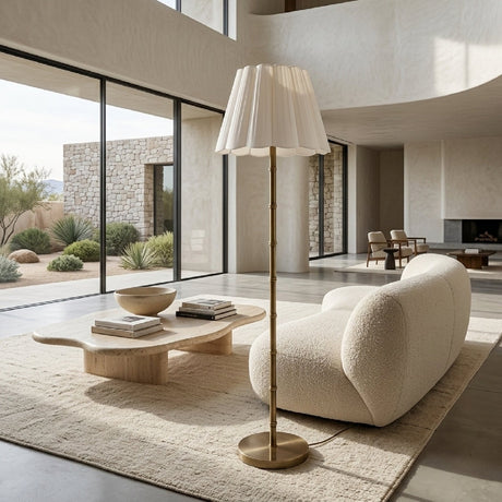 Modern European furniture - White Scalloped Linen Floor Lamp - www.oroa.com