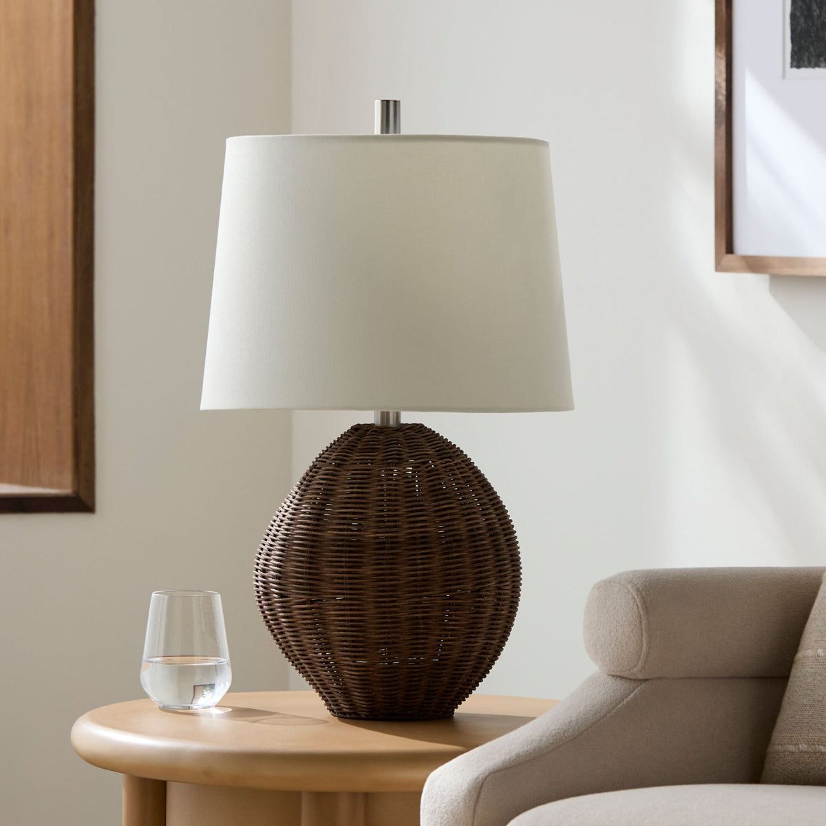 Modern European furniture - Painted Brown Rattan Table Lamp - www.oroa.com