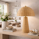 Modern European furniture - Dome Rattan Accent Table Lamp - www.oroa.com