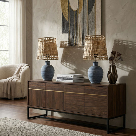 Modern European furniture -  Woven Seagrass Ceramic Table Lamps (2) - www.oroa.com