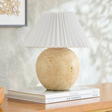 Modern European furniture - Travertine Pleated Linen Table Lamp - www.oroa.com