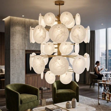 Modern European furniture - White Glass Plates Chandelier - www.oroa.com