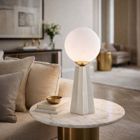 Modern European furniture - White Glass Globe Table Lamp - www.oroa.com