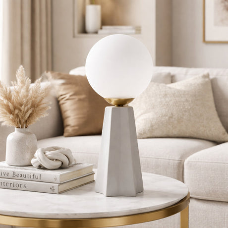 Modern European furniture - White Glass Globe Table Lamp - www.oroa.com