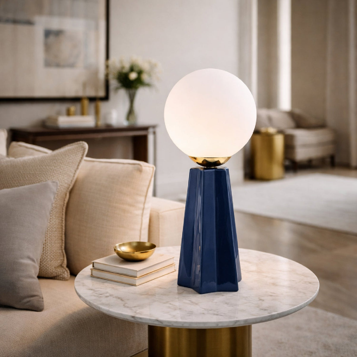 Modern European furniture - White Glass Globe Table Lamp - www.oroa.com