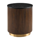 Modern European furniture - Reeded Wood Marble End Table - www.oroa.com