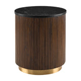 Modern European furniture - Reeded Wood Marble End Table - www.oroa.com