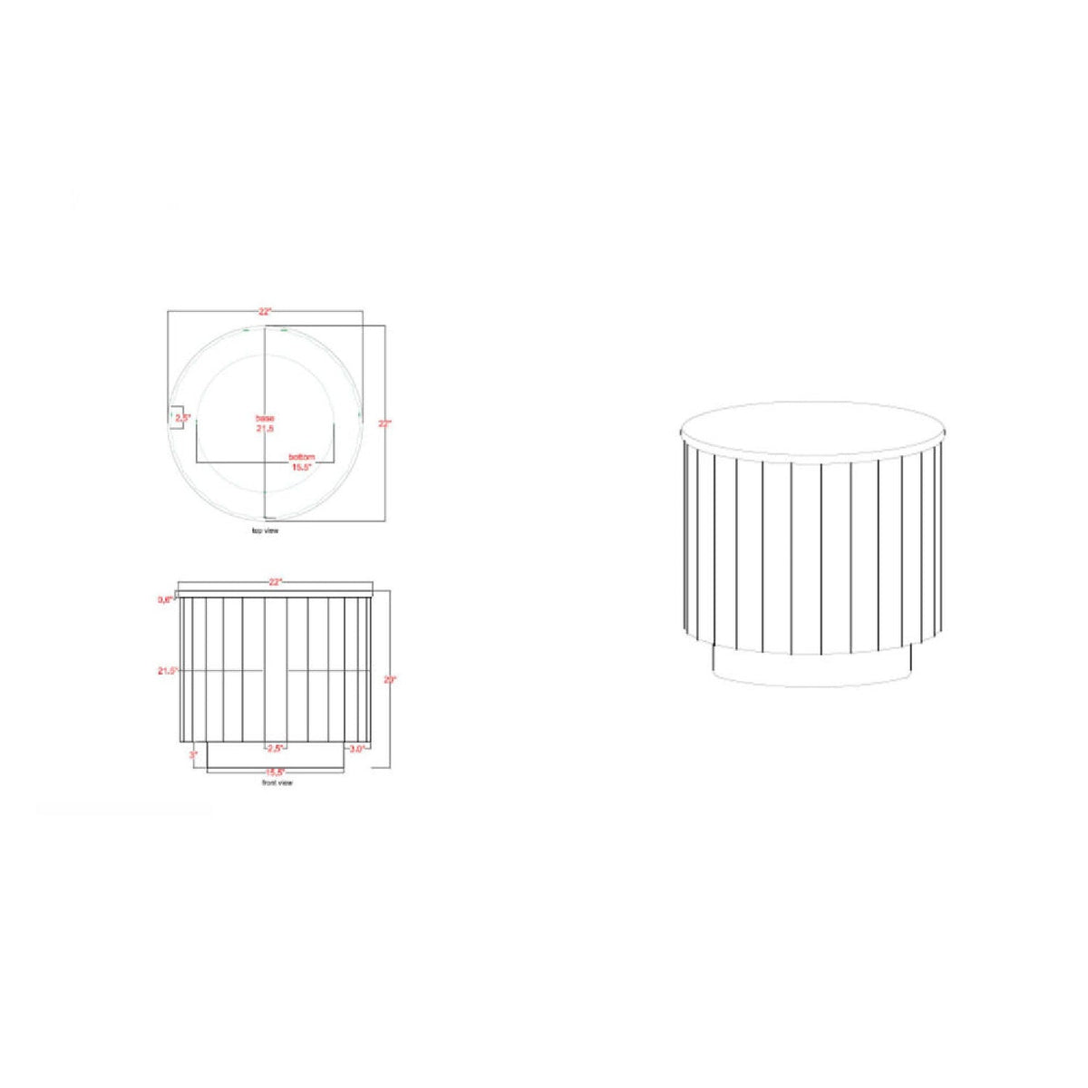 Modern European furniture - Reeded Wood Marble End Table - www.oroa.com