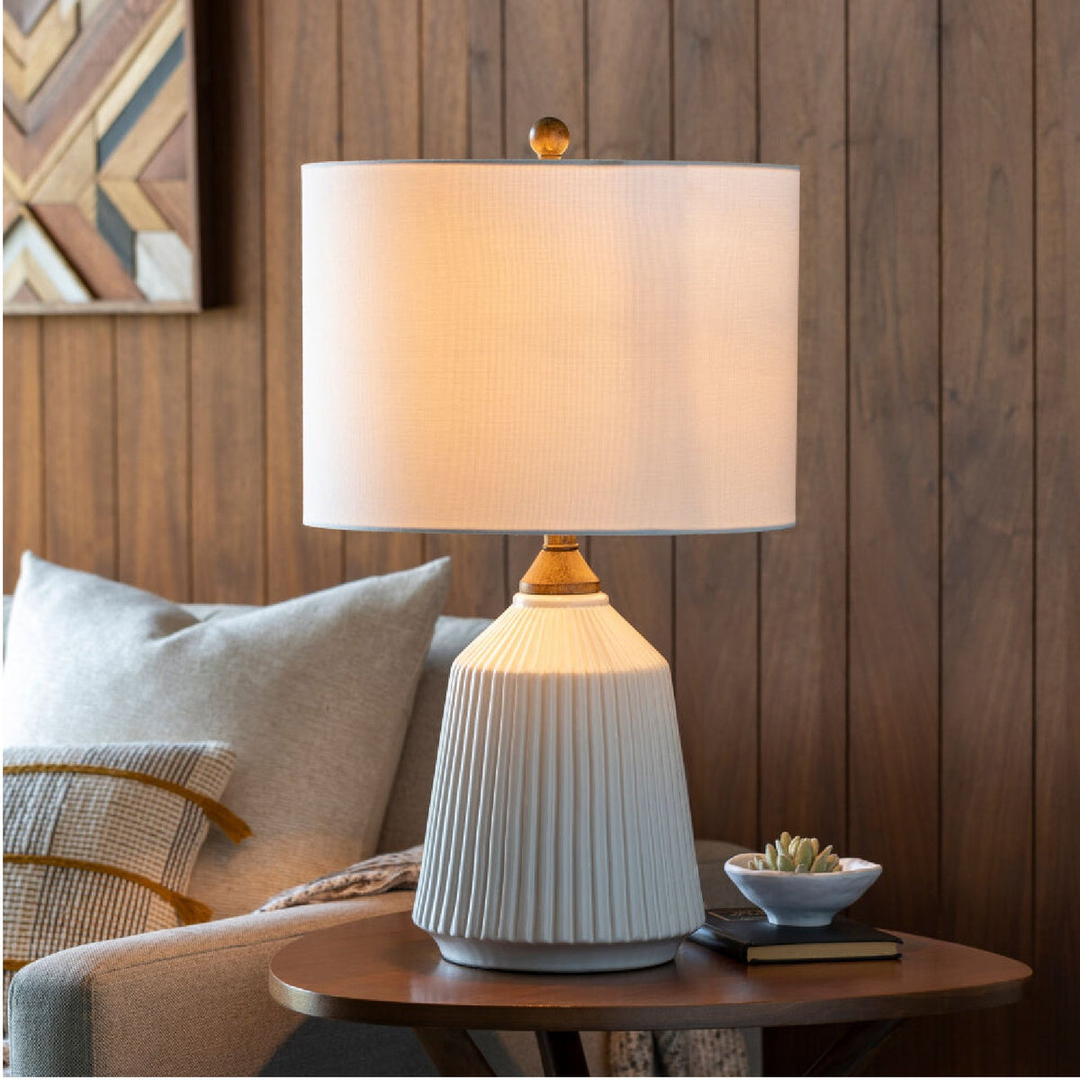 Modern European furniture - Reeded Glazed Ceramic Table Lamp - www.oroa.com