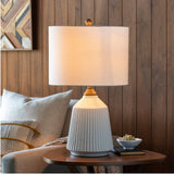 Modern European furniture - Reeded Glazed Ceramic Table Lamp - www.oroa.com