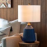 Modern European furniture - Reeded Glazed Ceramic Table Lamp - www.oroa.com