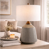 Modern European furniture - Reeded Glazed Ceramic Table Lamp - www.oroa.com