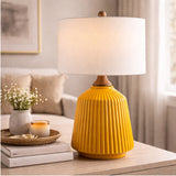 Modern European furniture - Reeded Glazed Ceramic Table Lamp - www.oroa.com