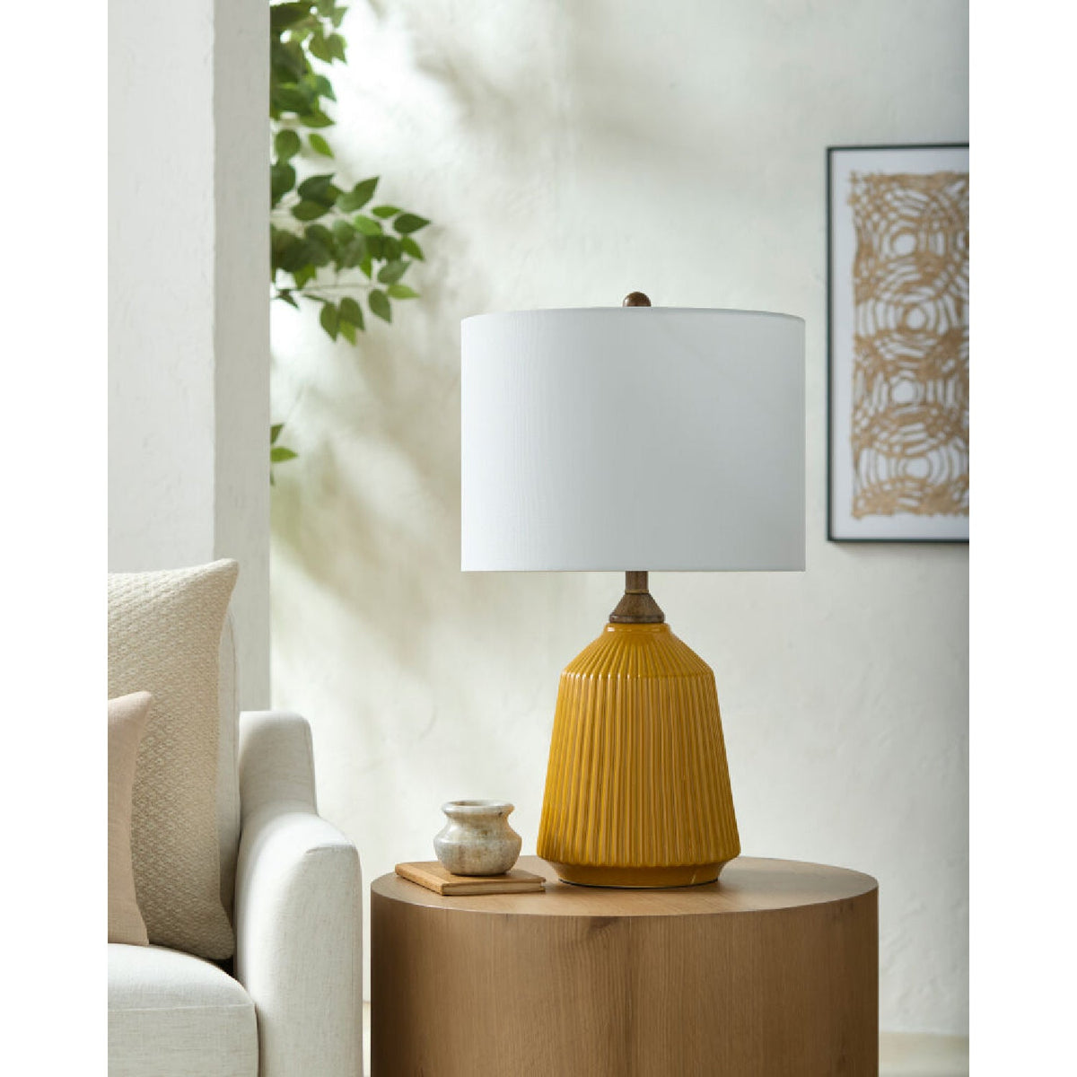 Modern European furniture - Reeded Glazed Ceramic Table Lamp - www.oroa.com