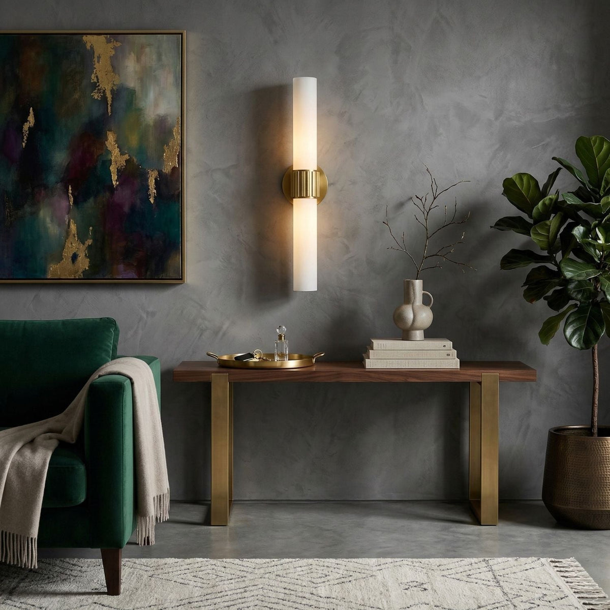 Modern European furniture - Cylindrical White Glass Wall Lamp L - www.oroa.com