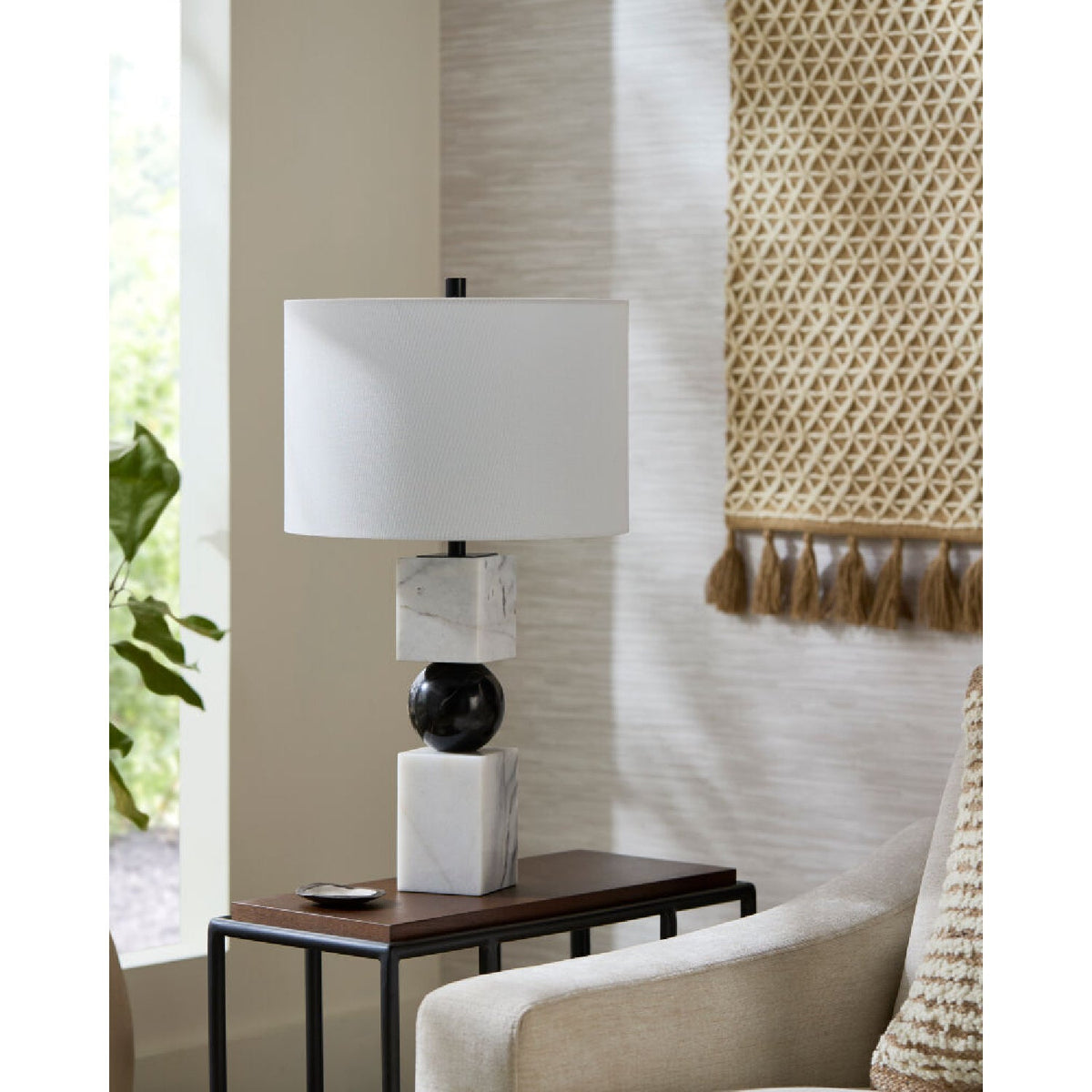 Modern European furniture - Two-Toned Geometrical Marble Table  Lamp - www.oroa.com