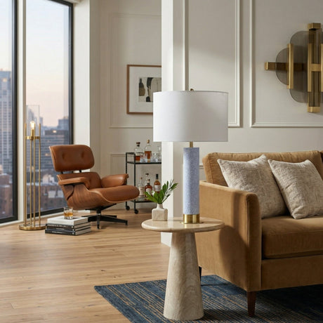 Modern European furniture - Speckled Blue Cement Table Lamp - www.oroa.com