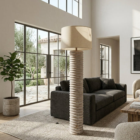 Modern European furniture - Beige Linen Accent Floor Lamp - www.oroa.com