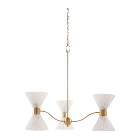 Modern European furniture - Pleated White Linen 6-Light Chandelier - www.oroa.com