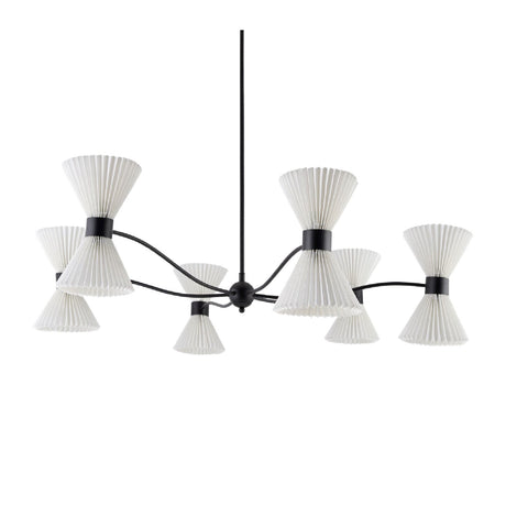 Modern European furniture - Pleated White Linen 10-Light Chandelier - www.oroa.com