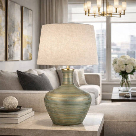 Modern European furniture - Antique Green Glass Table Lamp - www.oroa.com