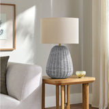 Modern European furniture - Hand-painted Rattan Linen Table Lamp - www.oroa.com