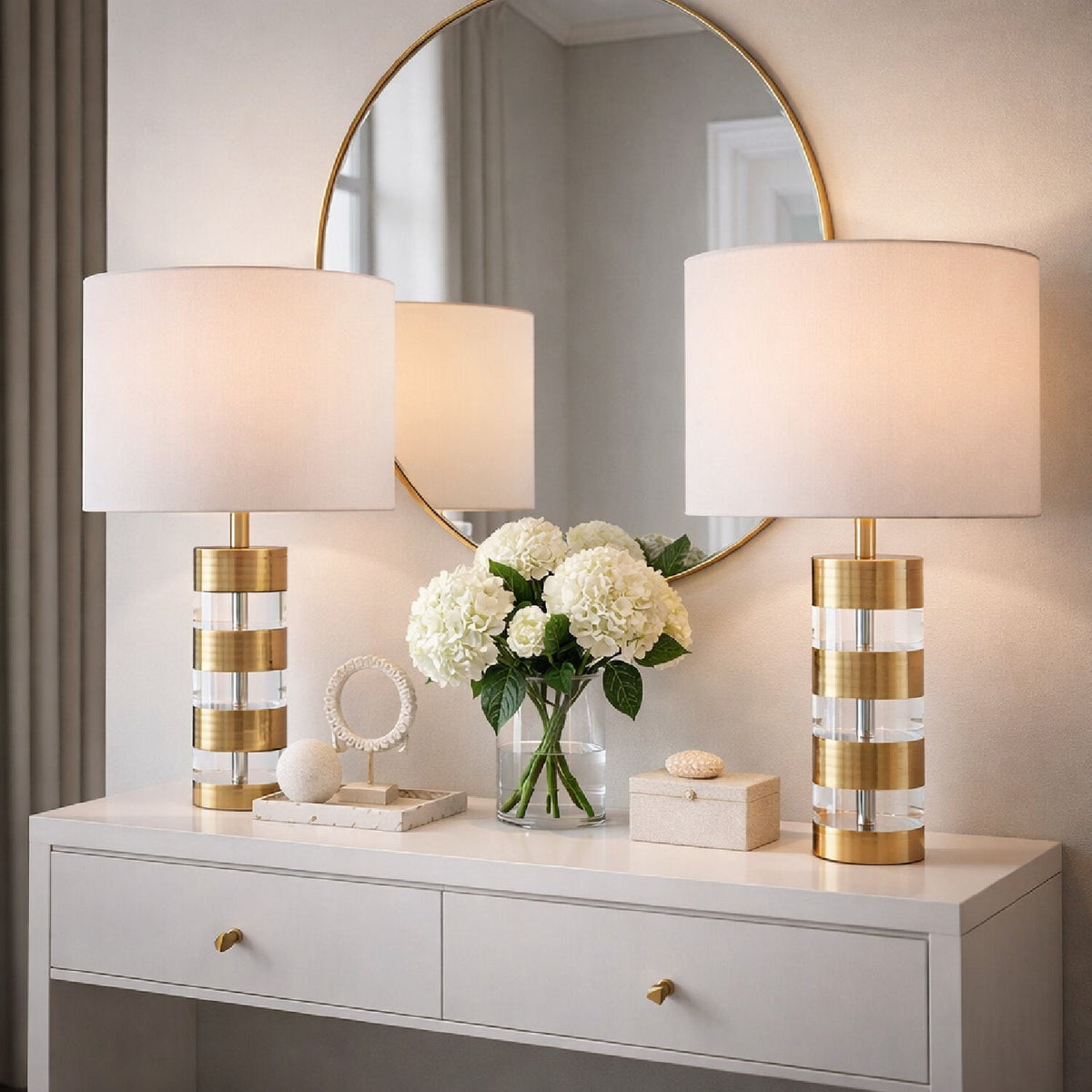 Modern European furniture - Translucent Crystal Accent Table Lamps (2) - www.oroa.com