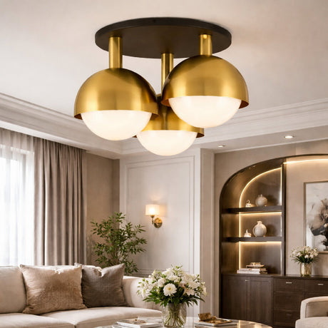 Modern European furniture - Gold Dome 3-Light Ceiling Lamp - www.oroa.com