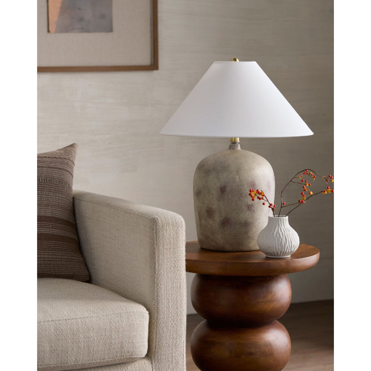 Modern European furniture - White Linen Empire Table Lamp - www.oroa.com