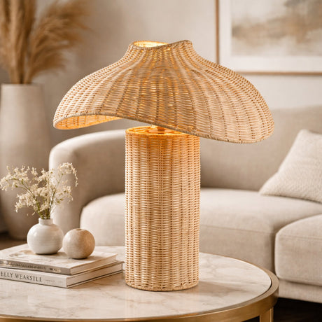 Modern European furniture - Natural Rattan Accent Table Lamp - www.oroa.com