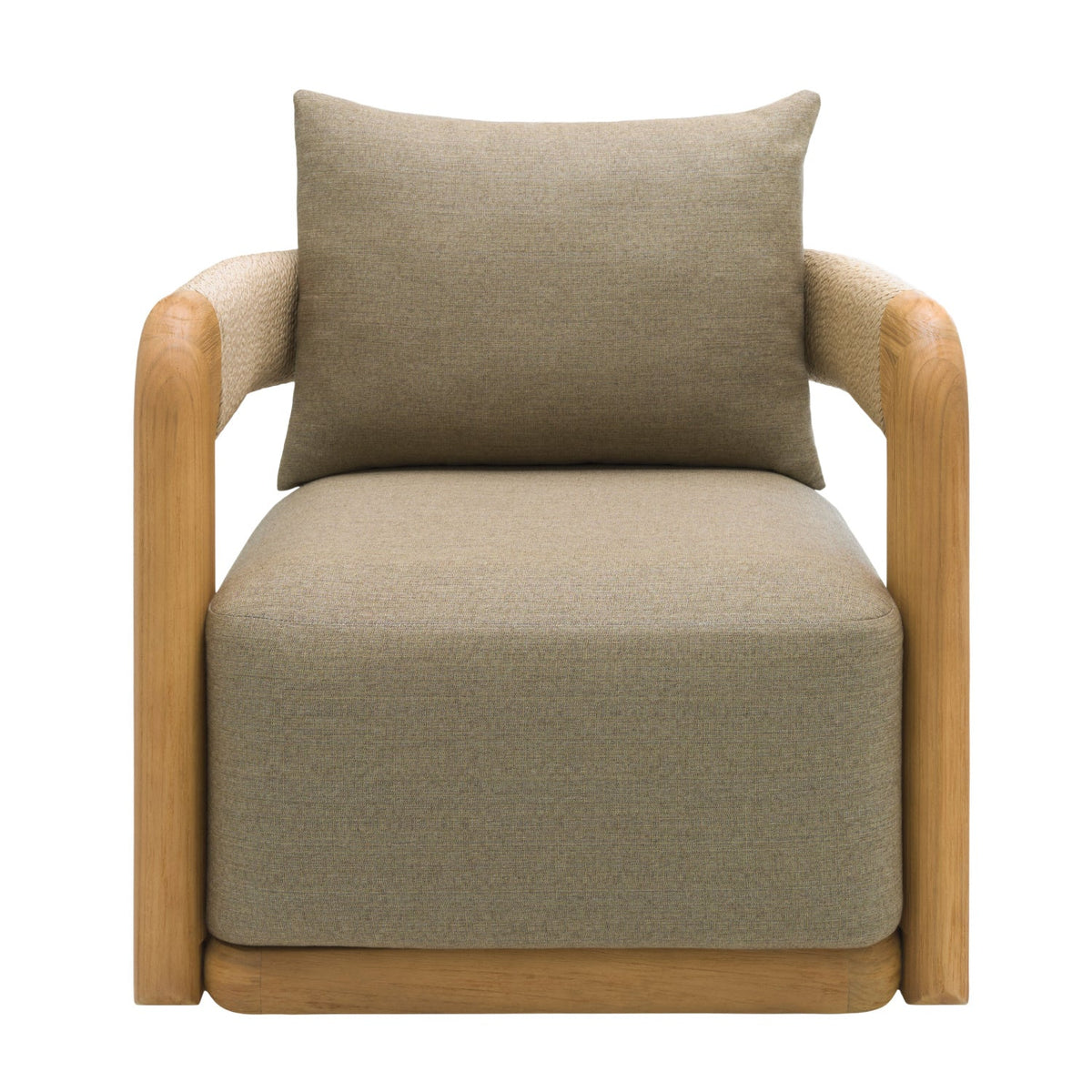 Modern European furniture - Cushioned Teak Outdoor Swivel Chair - www.oroa.com