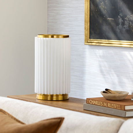 Modern European furniture - White Fluted Linen Table Lamp - www.oroa.com