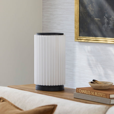 Modern European furniture - White Fluted Linen Table Lamp - www.oroa.com