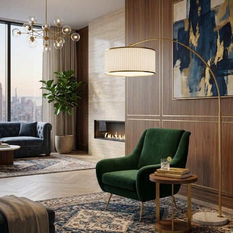 Modern European furniture - White Fluted Linen Floor Lamp - www.oroa.com