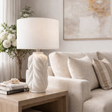 Modern European furniture - White Carved Ceramic Table Lamp - www.oroa.com