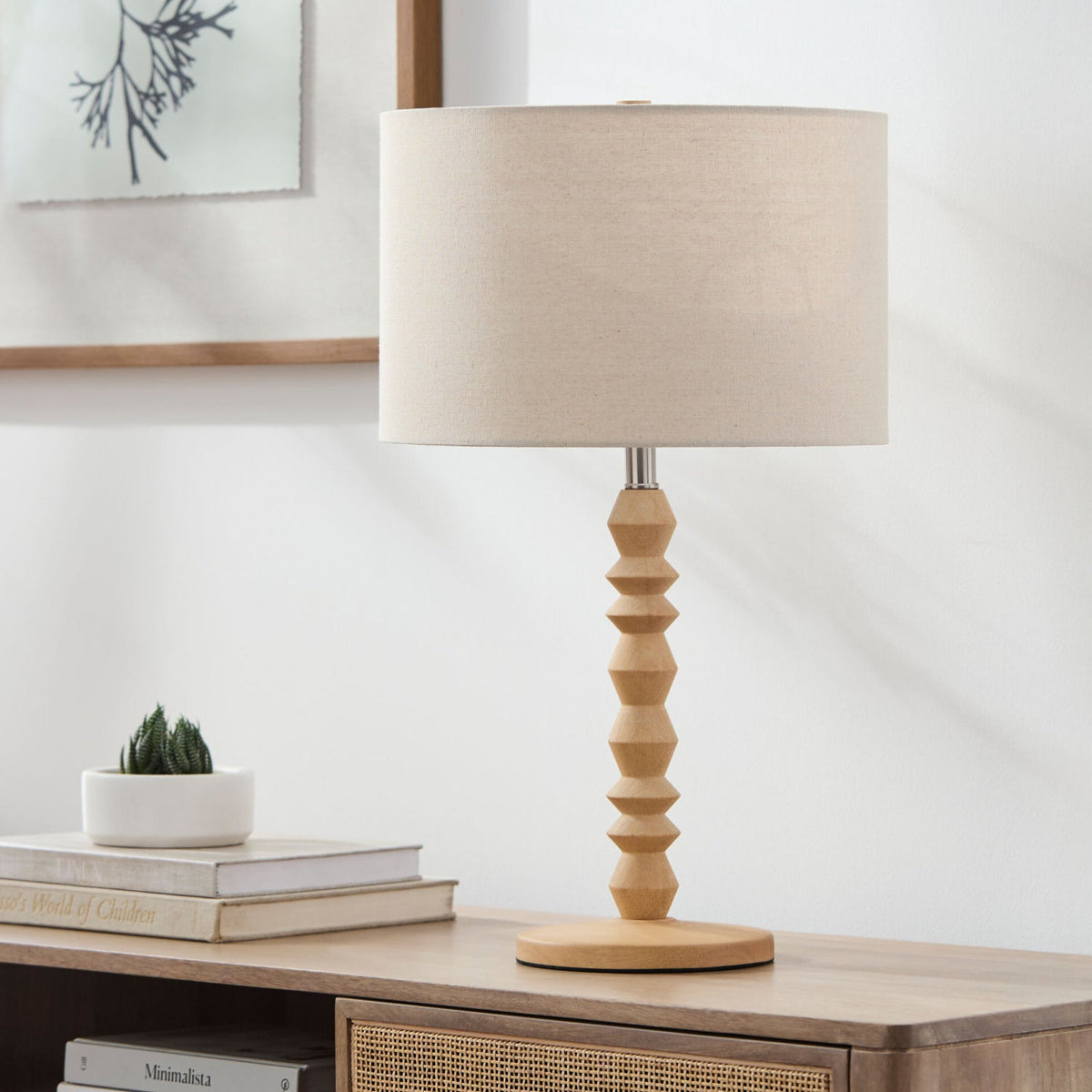 Modern European furniture - Wood Veneer Linen Table Lamp - www.oroa.com