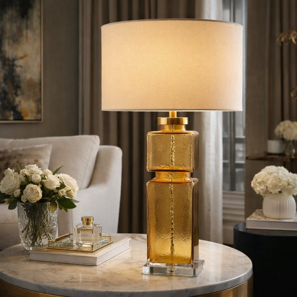 Modern European furniture - Yellow Glass Accent Table Lamp - www.oroa.com