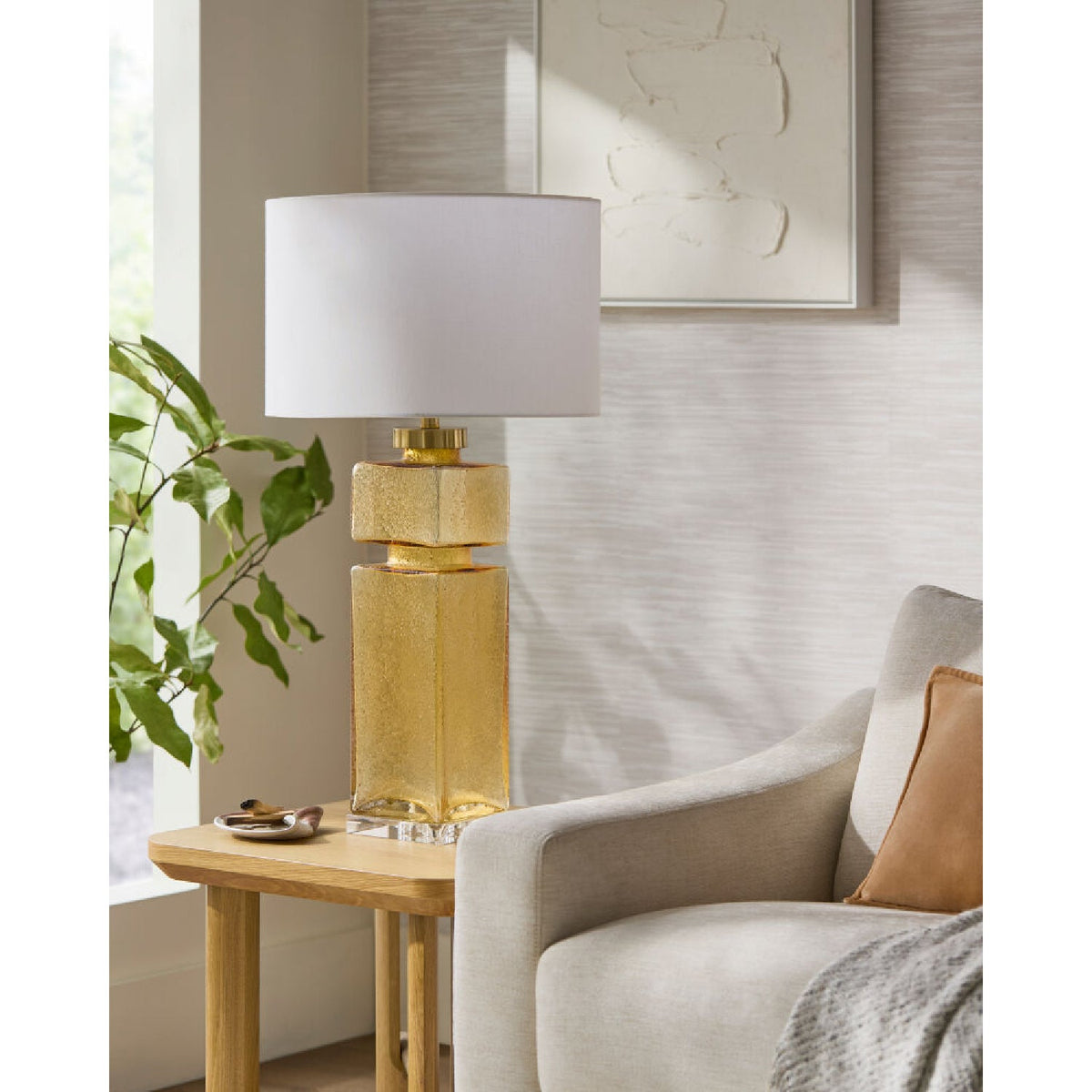 Modern European furniture - Yellow Glass Accent Table Lamp - www.oroa.com