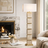 Modern European furniture - Burnished Yellow Travertine Floor Lamp - www.oroa.com