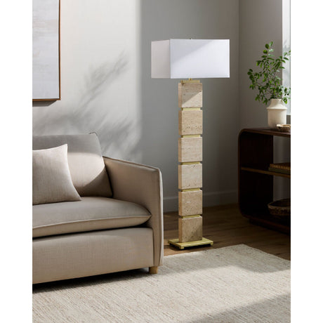 Modern European furniture - Burnished Yellow Travertine Floor Lamp - www.oroa.com