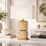 Modern European furniture - Natural Travertine Accent Table Lamp - www.oroa.com