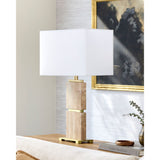 Modern European furniture - Natural Travertine Accent Table Lamp - www.oroa.com