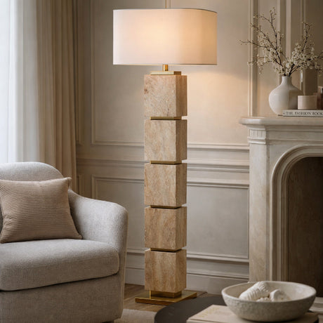 Modern European furniture - Natural Travertine Accent Floor Lamp - www.oroa.com